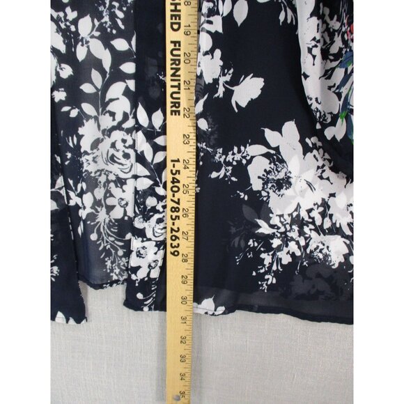 Roz Ali Floral Watercolor Kimono Cardigan Open Front Lightweight Layering 2X - Picture 8 of 11